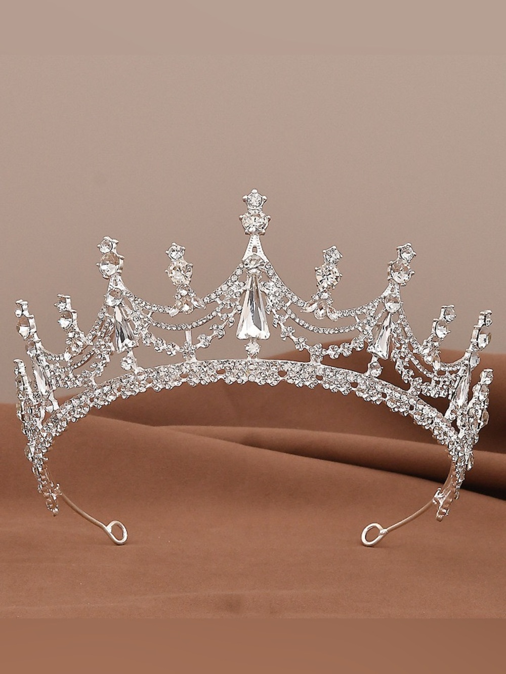 Silver Crystal Bridal Tiara Crown - Elegant Rhinestone Headpiece